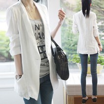 여성 면마 정장자켓 봄 여름 7부소매 코트 점퍼 빅사이즈