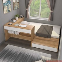 고시원침대 원룸 고시원 기숙사 일체형 자취방, 1500mmx2000mm 침대와  박스베드