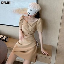 DFMEI 여성 반팔 원피스 슬림