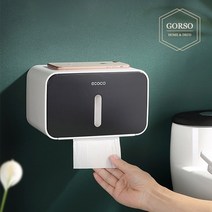 고르소 심플 방수 선반 접착식 화장지 휴지 걸이, 라이트블루