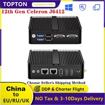 Topton-인텔 12 세대 Elkhart 레이크 J6412 팬리스 미니 PC 듀얼 기가비트 LAN 2x RS232 4x usb 윈도우즈 11 리눅스 산업용 컴퓨터, J4125 1xHDMI 1xVGA, 미국, [02] 4G RAM 32G SSD WiFi