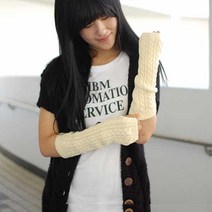 우경몰 꽈배기 니트 암워머 팔워머, 암워머-옐로우