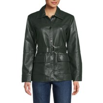 ELIE TAHARI 엘리 타하리 벨트ed Faux 가죽 Shirt 자켓 - UPSTATE GREEN141271