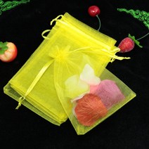 웨딩 크리스마스 생일 선물 포장에 대 한 50 개/몫 Organza 가방 쥬얼리 Tulle Drawstring, [02] 7x9cm, [02] Yellow