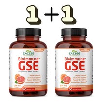 2개 Zazzee 제지 GSE 자몽씨 추출물 시트러스 바이오플라보노이드 500mg 100캡슐