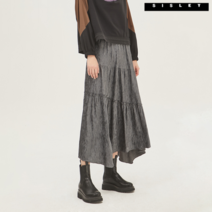 [시슬리] 메탈 벨벳 셔링 롱 스커트 SASK34161_DG