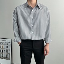 남성용 스트라이프 오버핏 긴팔 셔츠 남방