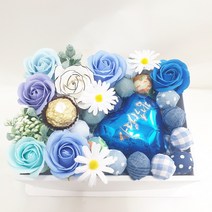 영하우스 화이트데이선물 화이트데이사탕 화이트데이꽃 화이트데이선물세트 발렌타인 화이트데이 하트풍선 사탕 플라워박스, 블루, 1개
