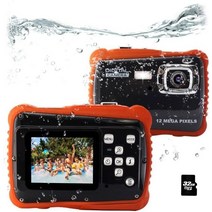 yeein 10피트 방수 디지털 카메라 32g sd 카드가 있는 21mp 수중 카메라 8x 디지털 줌 포인트 및 소년 소녀용 촬영 카메라, 검은색