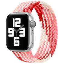 데이A 애플워치 8 7 se2 호환 브레이드 솔로루프 스트랩, 38/40/41mm, M, 핑크레드