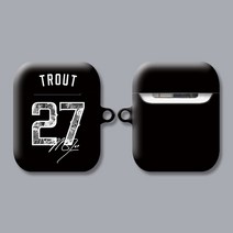 와우박스 LA 에인절스 마이크 트라웃 스페셜 블랙에디션 야구 싸인 에어팟 버즈 케이스, 유광 하드케이스, 버즈(밑판 검정색)