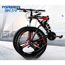 접이식 MTB 자전거 오프로드 입문용, 검정 및 빨강 10칼 휠 26인치 21단
