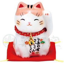 약사 가마 아야에 복 복 초대 고양이 (차 토라) 4.5 × 4 × 6 cm 화이트 AM-Y7535