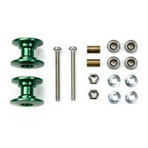 타미야 미니4륜옵션 [95606] LW Dbl Alu Rollers 13-12mm Grn