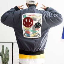 [코디캡틴] 3XL 큰옷 자수패치 겨울 항공 블루종 빅사이즈점퍼