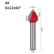 NXWIND 3D V 타입 슬로팅 커터 비트 라우터 비트 CNC 솔리드 카바이드 목공 밀링 목재 페이스 밀, [04] 6x12x60