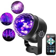 Litake 글로우 파티를 위한 UV 블랙 라이트 다크 파티 용품용 6W LED 디스코 볼 스트로브 조명 리모컨으로 사운드 활성화 크리스마스 생일 파티 홈 데코용 DJ 조명, UV Crystal Magic Disco Ball Li