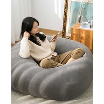 푹신한 구름쿠션 싱글 소파 빈백, 기술 천 - 심플하고 우아한 화이트 90x100cm 미
