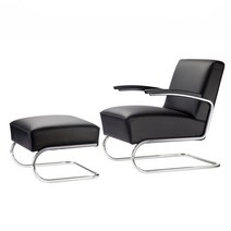 토넷 캔틸레버 안락의자 암체어 1인 소파 서재 라운지 체어 Thonet S411, 스툴 (PU가죽)