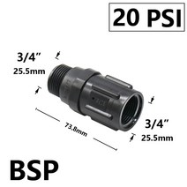 3/4 Iinch BSP 스레드 저유량 압력 조절 밸브 농업용 드립 관개 15/20/25/30/45PSI 감소, 02 20 PSI