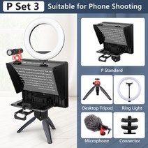 방송장비 프롬프터 카메라 실시간자막 스마트 폰을위한 LAVOKOL Teleprompter DSLR 비디오 녹화 전화 태블, 03 P Set 3