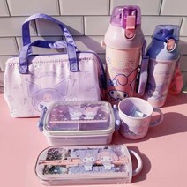 구획 보온 도시락 귀여운 학생 휴대용 나들이 신선 유지 전자 레인지 가능 회사원 학생 003, 쿠로미 더블레이어 도시락 600ml