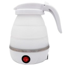 캠핑 주전자 케틀팟 600w 소형 전기 보일러 접는 실리콘 접이식 휴대용 여행 온수 난방 보일러 차 끓는 집 냄비, 흰색 미국 플러그
