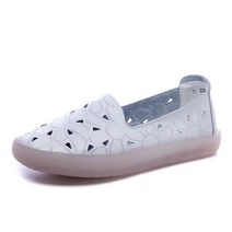 로퍼 단화 여름 여성 가죽 플랫 슈즈 컷 아웃 자수 로퍼 숙녀 발레 슬립온 옥스포드 패션 보트 빅 사이즈