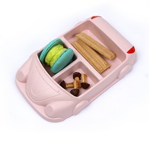 피치애플 유아 어린이 식기 공룡 자동차 나눔 접시 식판, 핑크