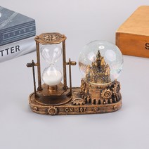 크리스탈 볼 모래 시계 시계 물 레트로 에펠 타워 퀵샌드 빛나는 스노우볼 유리 공 탁상 장식, 4.Gold D