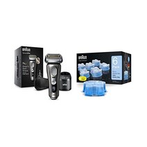 Braun 브라운 남성용 전기 면도기 시리즈 9 프로 9465cc 습식 및 건식 호일 리프트 수염 트리머 청소 충전 스마트 케어 센터 노블 메탈, 면도기(청소 카트 포함) 6ct