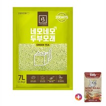 [몽실몽실] 네모네모 두부모래 1.5mm 가는입자 녹차 7L (2.8kg) + 더캣츠 미니리얼 파우치 연어&치킨 스프 40g, 7L x 1개