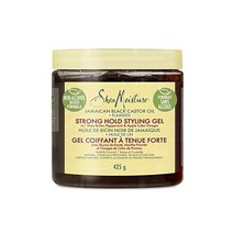 SheaMoisture 스타일링 스트롱 홀드 스타일링 젤 천연 화학적 처리 또는 열 스타일 모발용 자메이카 블랙 캐스터 오일 및 아마씨 파라벤 프리 안티 프리즈 헤어 젤 15온스