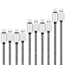 Ailun USB 타입 C 케이블 1m(3.3피트) 1.8m(6.6피트) 2.9m(9.9피트) 5팩 고속 - A 동기화 충전 나일론 브레이드 장치용, BlackWhite_3Ft 6Ft 6Ft 10Ft