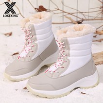 여성 방한화 미끄럼 방지 여성용 미들 스노우 털부츠