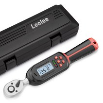 Leolee 디지털 토크 렌치 6.8-135Nm(9.5mm) 내장 부저 및 LED 경고등 고정밀 양방향 래칫 헤드 토크 렌치 자전거 자동차 엔진 수리 타이어 교환 등의 작업에 적용 ISO6789 교정 증명서 부속