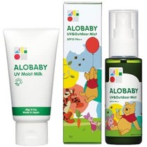 선크림 arobaby uv 모이스트 밀크 2.1 oz(60 g) 유아용 무첨가 유기농 무 자외선 흡수제, alobaby uv  야외 미스트 디즈니 디자인