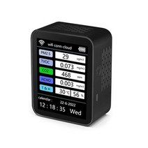 포름알데히드측정기 tuya wifi 7 in 1 smart air co2 VOC 측정기, 블랙