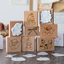 우드 스탬프 빈티지 나무 고무 인감 일기, f