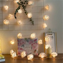 포토부스 USB/배터리 작동 10/20/40 LED 장미 꽃 스트링 라이트 인조 꽃다발 화환 발렌타인데이 결혼식 파티용, [04] 10M 80leds, [01] AA Battery operated, [02] White