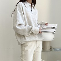 브리스살롱 (bs2674) 유니크 감성 데일리룩 지퍼 카라 맨투맨 여성빅사이즈티