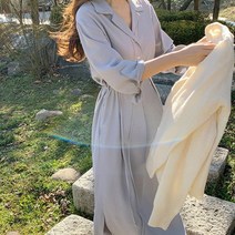 올플래닛 여름 면 브이넥 카라 빅사이즈 루즈핏 롱 원피스