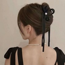 공주마마 베르나블랙리본올림머리집게핀