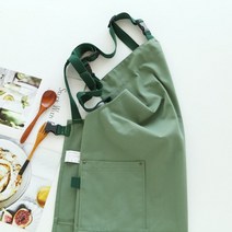 리빙생각 앞트임 캔버스 멜빵 방수 앞치마, 딥그린, 딥그린