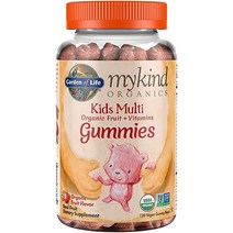 Garden of Life mykind Organics Kids 구미 비타민 - 과일 인증된 유기농 비 GMO ampamp 비건완전 어린이 멀티 B12 C D3 글루텐 간장 유제품, [02] 과일