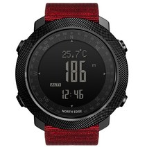 NORTH EDGE-다이빙 시계 남자 50m 나침반 고도 기압 시계 밀 563dEA2c4, 03 Red nylon Smartwatch