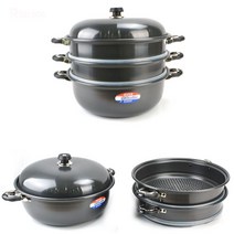 [Su♭] 경질 3단 찜기 찜솥 겸용 튀김 튀김팬 48cm 29호 냄비 찜통 대형 통냄비 업소용 _Πj_ea, !기본상품!, Φ본상품Φ