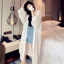 여름롱가디건 얇은 로브 실크 쉬폰 선 스크린 셔츠 여성 여름 가디건