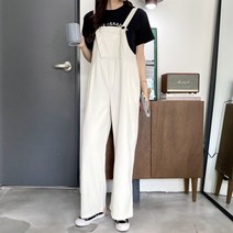 겟잇미 로런텐 멜빵 와이드 면 코튼 바지