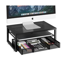 Metal Monitor 스탠드 라이저 및 노트북 컴퓨터 iMac Black용 서랍이 책상 정리대